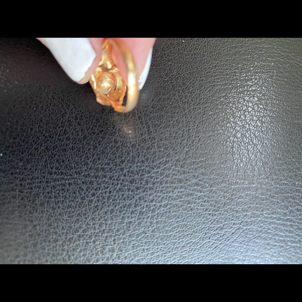 14K Gold and genuine Pearl with diamond chips ring - Picture 9 of 14